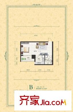世紀(jì)家園B戶型 1室1廳1衛(wèi)1廚