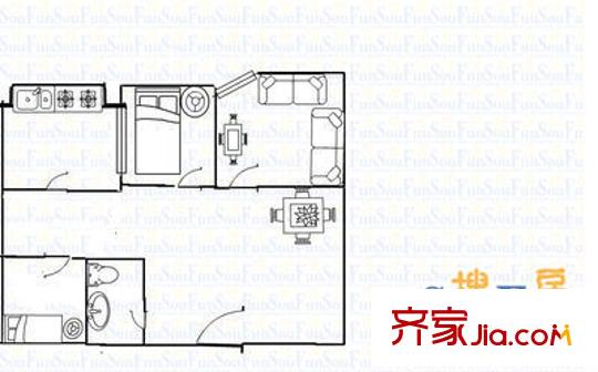 東頭道巷教委宿舍 2室 戶(hù)型圖