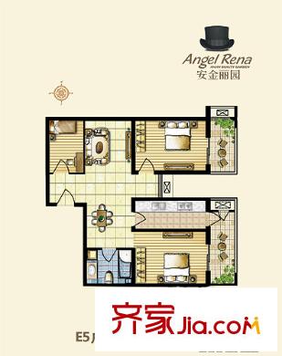 安金麗園戶型圖E5戶型 3室2廳1衛(wèi)1廚