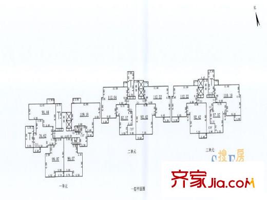 宜佳上東城1號(hào)樓一層平面圖 