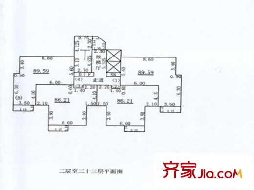 宜佳上東城5號(hào)樓3-33層平面圖 