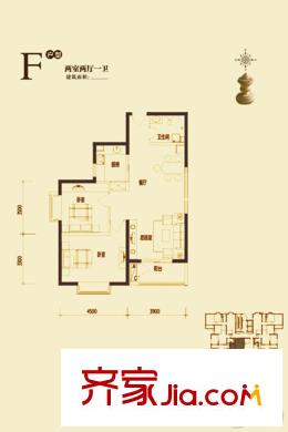 宜佳上東城4#F戶(hù)型 2室2廳1衛(wèi)1廚