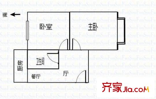 漪汾街電信小區(qū) 2室 戶型圖