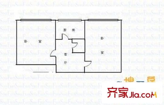 漪汾街電信小區(qū) 2室 戶型圖
