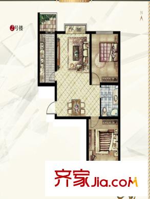 富康苑新區(qū)2號(hào)樓F戶(hù)型 2室2廳1衛(wèi)1廚