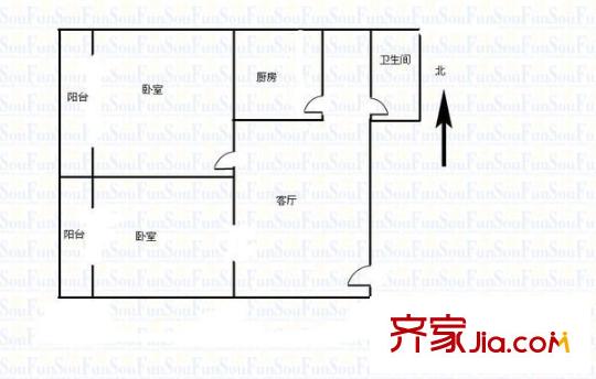 太原理工大學(xué)西區(qū)宿舍 2室 戶(hù)型圖