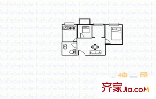 太原理工大學(xué)西區(qū)宿舍 3室 戶型圖