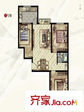 富康苑新區(qū)1號(hào)樓戶型E1 3室2廳1衛(wèi)1廚