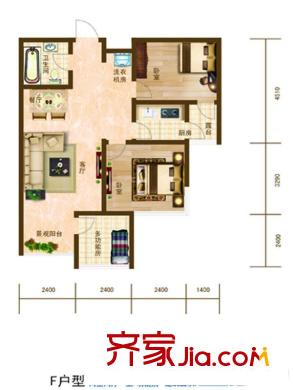 夏威夷北岸F戶型 2室2廳1衛(wèi)1廚