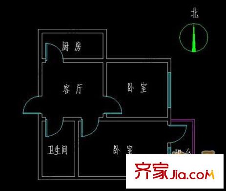 煤炭進(jìn)出口宿舍 3室 戶型圖