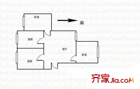 錦泰公交花園 3室 戶型圖