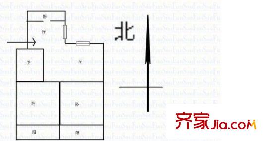 錦泰公交花園 2室 戶型圖