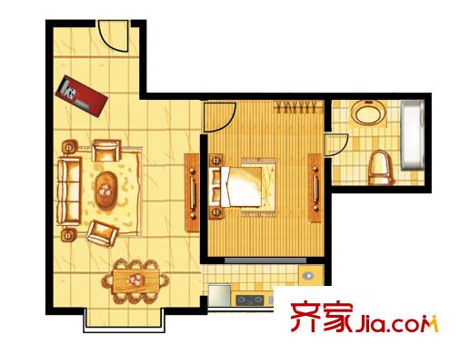 江南陽光G1戶型 1室1廳1衛(wèi)1廚