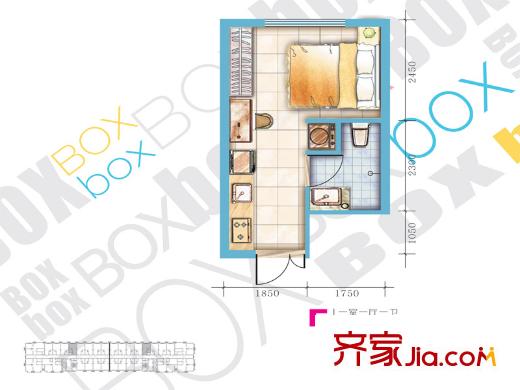 幸福BOXE戶型 1室1廳1衛(wèi)1廚