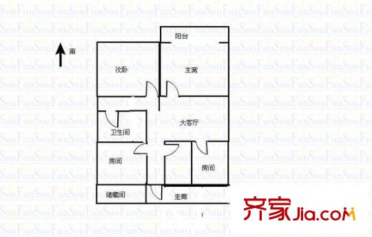 晉寶公寓 4室 戶型圖