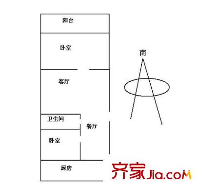 晉寶公寓 2室 戶型圖