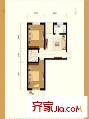 蘭源古槐3#B戶型 2室1廳1衛(wèi)1廚