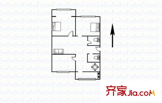 東緝虎營省委宿舍 3室 戶型圖
