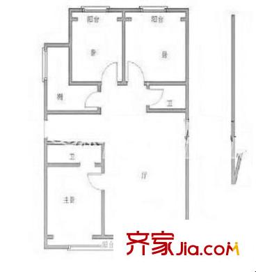 五一路北社區(qū) 3室 戶型圖