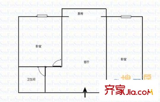 五一路北社區(qū) 2室 戶型圖