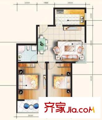 紅源國(guó)際青年城戶型圖 2室2廳1衛(wèi)1廚