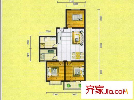 佳欣?尚品B1戶型 3室2廳1衛(wèi)1廚