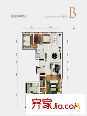 萬國城moma15#B戶型 3室2廳2衛(wèi)1廚