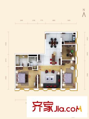 萬國城moma12#B戶型 3室2廳2衛(wèi)1廚