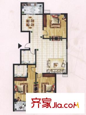 迎西城?朝南水岸A（東）戶型 3室2廳2衛(wèi)1廚