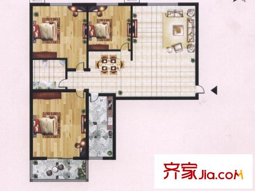 迎西城?朝南水岸C戶型 3室2廳1衛(wèi)