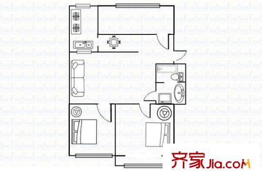 平陽路6904宿舍 2室 戶型圖