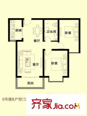 金域閱山5號樓B-01戶型 2室2廳1衛(wèi)