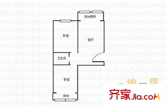 交警隊宿舍 2室 戶型圖