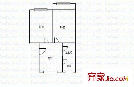 交警隊宿舍 2室 戶型圖
