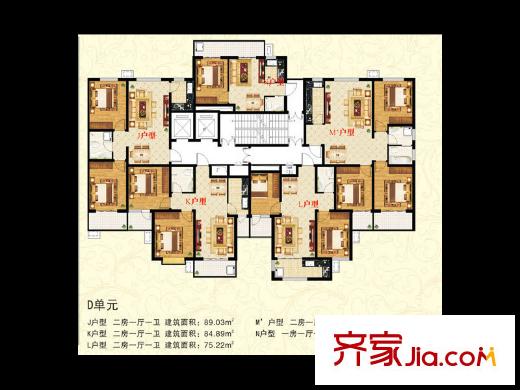 西山名筑戶型D單元 2室1廳1衛(wèi)