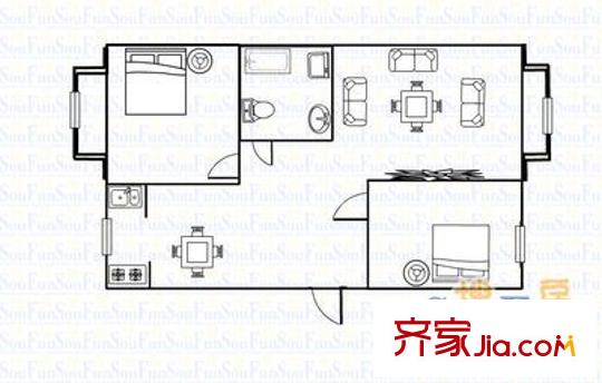 白龍廟小區(qū) 2室 戶型圖