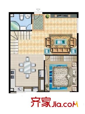 半山LOFT7米8戶型1樓 2室1廳1衛(wèi)1廚