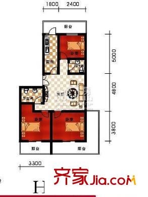 春怡園6號戶型圖3-1-2 127.33平方米 3室