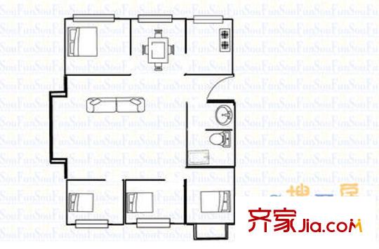 迎澤區(qū)煤運(yùn)公司宿舍 4室 戶型圖
