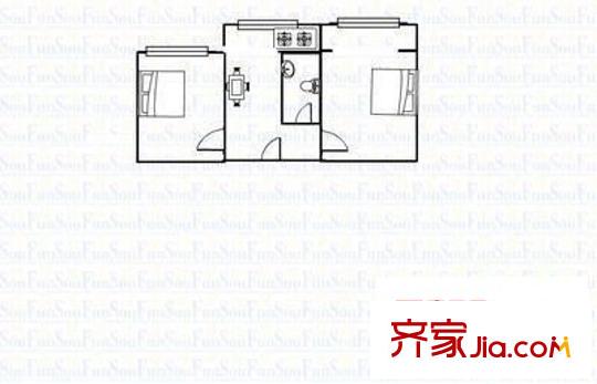 迎澤橋西電信六分局宿舍 2室 戶型圖