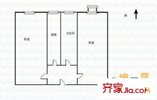 迎澤橋西電信六分局宿舍 2室 戶型圖