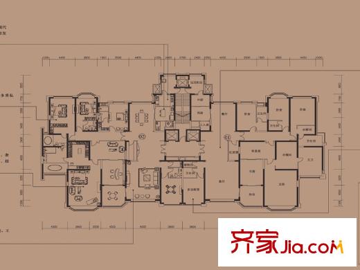 恒大華府8號樓1單元標(biāo)準(zhǔn)層 6室2廳5衛(wèi)1廚