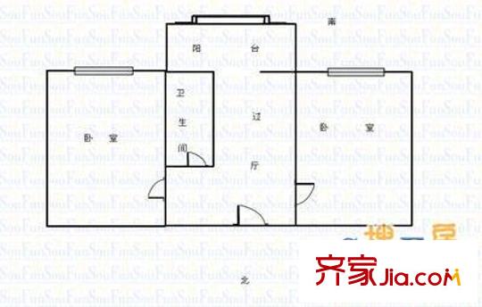 太原大學(xué)小區(qū) 2室 戶型圖