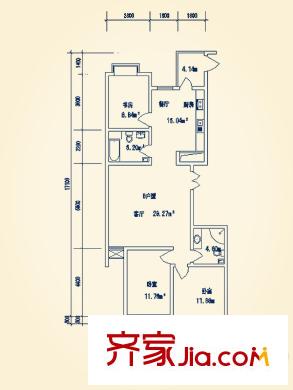 文湃苑4#B戶型 3室2廳2衛(wèi)1廚