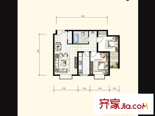 文湃苑4#90平方米戶型 2室2廳1衛(wèi)1廚