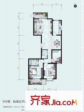 文湃苑6#C戶型 3室2廳2衛(wèi)1廚
