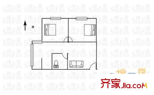 桃園南路第一社區(qū) 2室 戶型圖