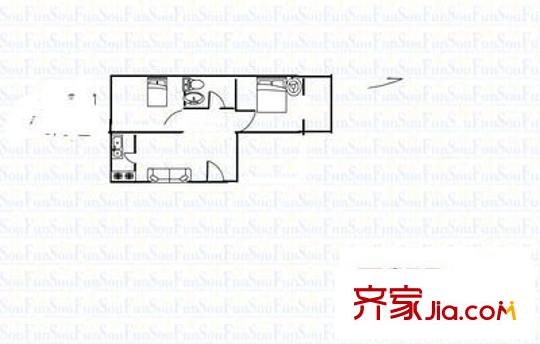 三墻路萬家寨宿舍 2室 戶型圖