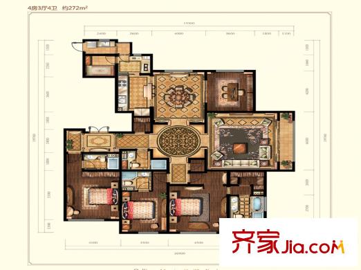 天璽公館B戶型 4室3廳4衛(wèi)