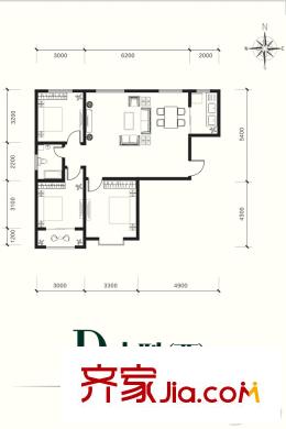 綠景未來城D戶型（西） 2室2廳1衛(wèi)1廚